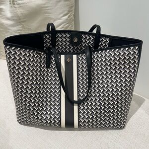 Tory Burch Geometric Black and Cream Tote